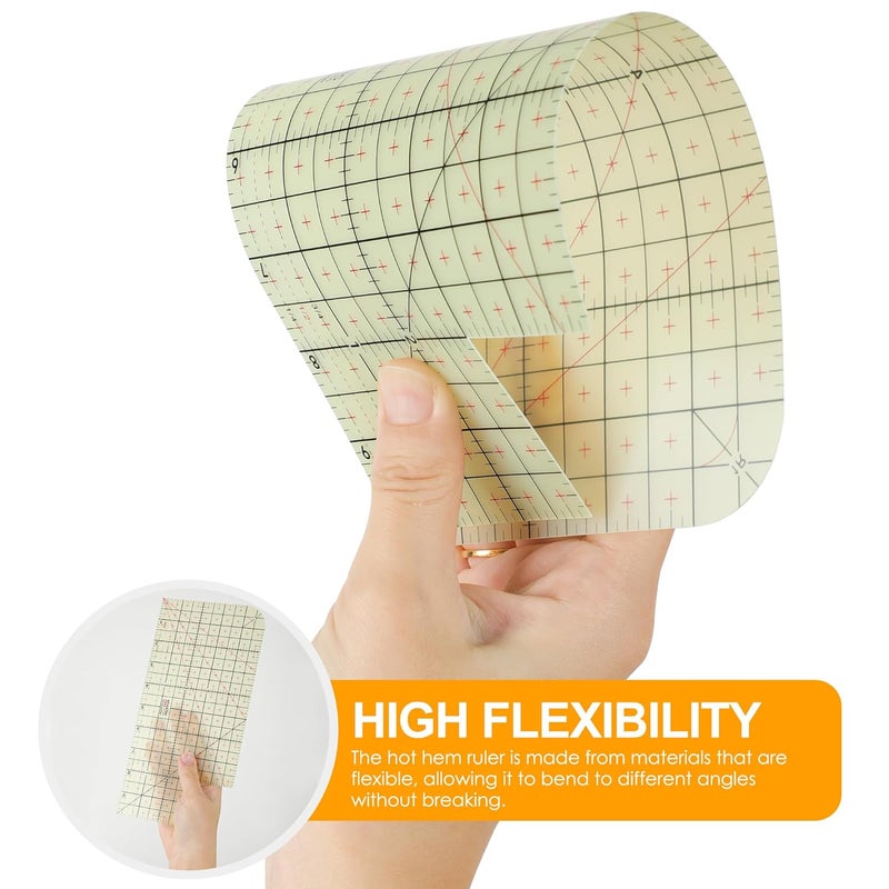 MYLbeter Thin Hot Hem Ruler Rounded Corner Ironing Ruler for Pocket All-in-one Ruler for Sewing Quilting Heat Resistant Non-Slip Hot Ruler Efficient Precise Sewing Tool Seam Guide 10X5inch - Image 4